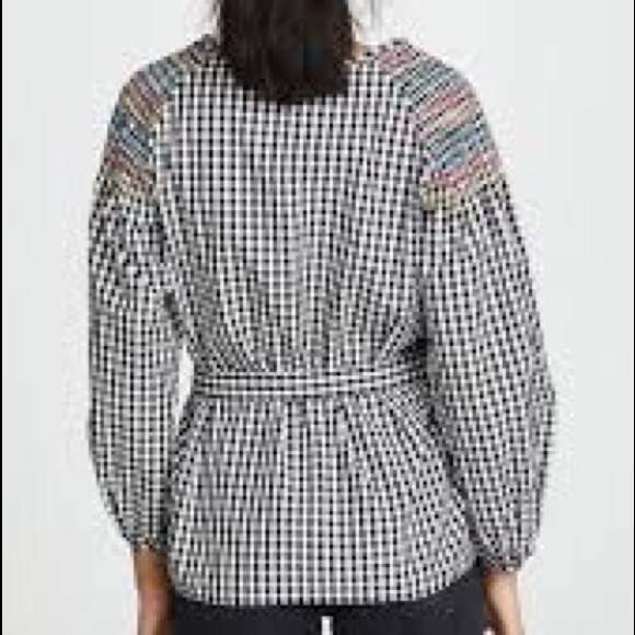 NWOT madewell smocked gingham blouse - Picture 4 of 8